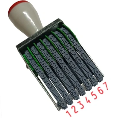 Imagen de ZENG 7 dígitos Sello de numeración Ajustable,Oficina 7mm x 5mm Caucho 0 9 Números Sello,Tamaño impresión 43 mm negro
