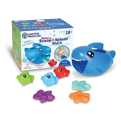 Imagen de Learning Resources Steve, el tiburón Que Captura y chapotea, 7 Piezas, 18 Meses, didácticos pequeños, bebés, bañera para niños, Piscina, Juguete, Multicolor (LER9146)