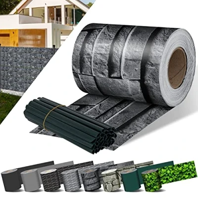 Imagen de KESSER® Franja Privacidad PVC Rollo Valla Opaca Doble Varilla 70 m x 19cm 60 Clips Fijación Resistente a la Intemperie y al Viento Lámina Jardín Cercado, Antracita Pizarra