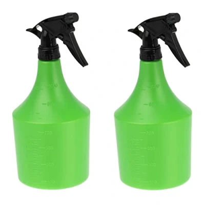 Imagen de Relaxdays Pulverizador Agua, Pack 2, 1 L, Rociador Plantas, Flores, Rellenable, Cabezal Regulable, Plástico, Verde/Negro