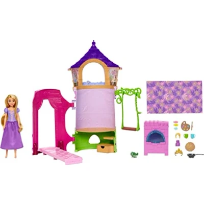 Imagen de Mattel Disney Princess Rapunzel con su torre Casa de muñecas princesa y accesorios, juguete +3 años (HMV99)