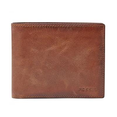 Imagen de Fossil Billetero para hombre Derrick, de piel marrón 11.4 cm L x 2.5 A 9.5 ML3687200