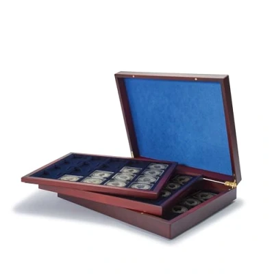 Imagen de Leuchtturm 304747 VOLTERRA DE Luxe Monedero con 60 Campos cápsula QUADRUM/Monedero 50x50mm Color Caoba