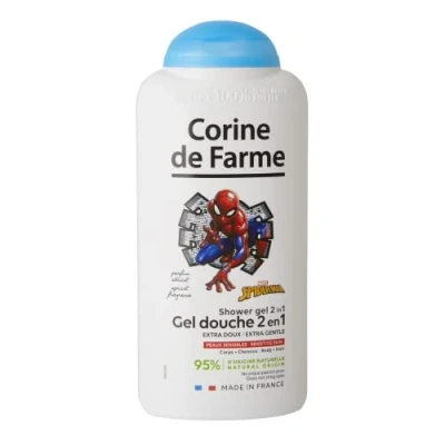 Imagen de Corine de Farme Gel ducha extrasuave, limpiador corporal y capilar 2 en 1 para niños, Spiderman, 300 ml