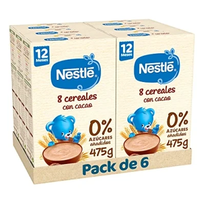 Imagen de Nestle Papilla 8 Cereales con Cacao, 6 Paquetes de 475g (Total 2.85 Kg)