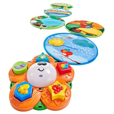 Imagen de Chicco 4 Estaciones, Alfombra de Juegos Bebé, Tapete Multisensorial Electrónico y Formas con 5 Discos Blandos Flor Central Luz Sonido, Juguetes Bebé 9+ Meses, Old Version