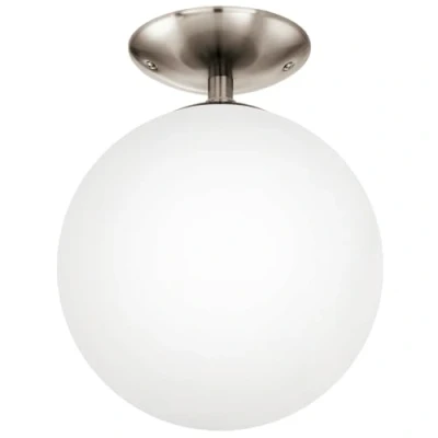 Imagen de Eglo Rondo Lámpara de techo 1 foco, iluminación metal plateado y cristal blanco opalino mate, casquillo E27
