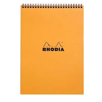 Imagen de Clairefontaine ES Rhodia 18501C Note Pad con doble espiral, DIN A4, a rayas, 80 g, 21 x 29,7 cm, hojas, naranja
