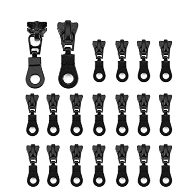 Imagen de Cabezal Cremallera metálica, Fydun Juego de 20 Cremalleras aleación Metal tamaño #5 Cierre Negro para bolsas Ropa Bricolaje lona manualidades