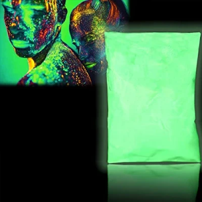 Imagen de Polvo Fluorescente, 100 g Pigmentos Luminiscentes Profesionales Color Fosforescente Fotoluminiscencia No Tóxica Aluminio Estroncio Luces de Neón Noches en Oscuros(Yellow Green)