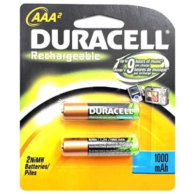 Imagen de Duracell AAA2BCDRECARGBL pilas recargables, AAA, K2 LR03, 1000 mAh, pack de 2