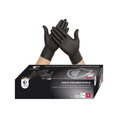 Imagen de OneProtek Guantes de nitrilo desechables Talla S 100 PCS/Caja, Negro sin látex polvo Resistentes y multiusos, protección contra los productos químicos Disponible en caja 1, 2