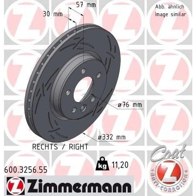 Imagen de ZIMMERMANN 600.3256.55 Disco de freno 332 30 6/5 5 120 ventilación interna, ranurado revestido altamente carbonizado VOLKSWAGEN: Amarok Pick up