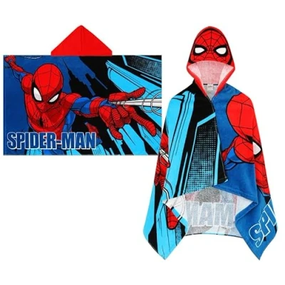 Imagen de SPIDER MAN Marvel toalla con capucha para niños, poncho de Los Vengadores baño grande la playa