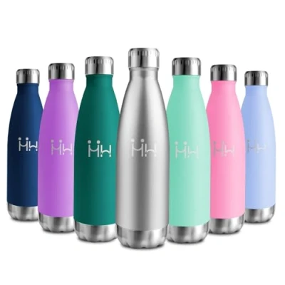 Imagen de Botella Termica 500ml, Cantimplora Acero Inoxidable Reutilizable con Doble Pared, Garrafa sin BPA, para Niños, Adultos, Escuela, Oficina, Viajes, Deporte, Yoga, Senderismo