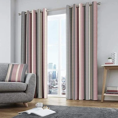 Imagen de Fusion Cojín de Rayas Whitworth, 100% algodón, Forro: 52% poliéster y 48% algodón., ^^, Curtains: 46&quot; Width x 54&quot; Drop (117 137cm)