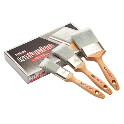 Imagen de ProDec Advance ABPT071 Juego de 3 brochas sintéticas Ice Fusion para emulsiones, Pinturas satinadas y Brillantes, 1 Pulgadas, 2 Pulgadas