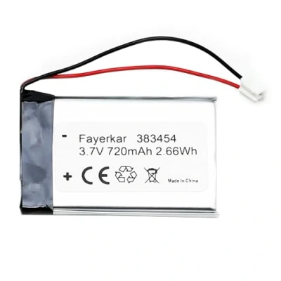 Imagen de Fayerkar batería de polímero litio 3,7 V 720 mAh 383454LC recargable con conector JST para confirmar la polaridad del dispositivo y antes comprar