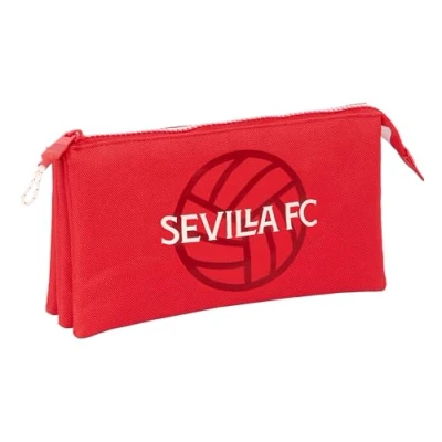 Imagen de Safta Sevilla FC Portatodo Triple, Estuche Infantil, Niño, Ideal para Niños en Edad Escolar, Cómodo y Versátil, Calidad Resistencia, 22x3x12 cm, Color Rojo