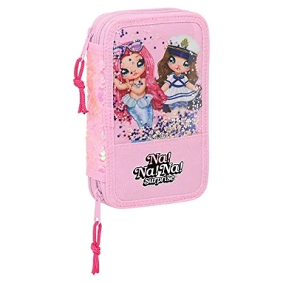 Imagen de Safta Plumier Doble Pqño 28 Pcs Nanana Sparkles 12,5X19,5X4Cm, Multicolor (412264854)