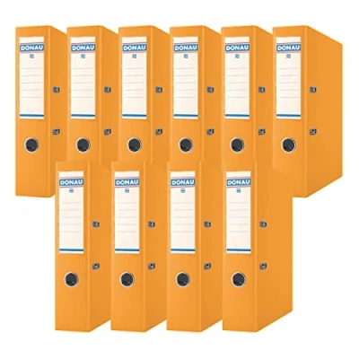 Imagen de DONAU Archivador de palanca para archivador, 10 unidades, DIN A4, 7,5 cm, color naranja, cubierta plástico PP, papel cartón