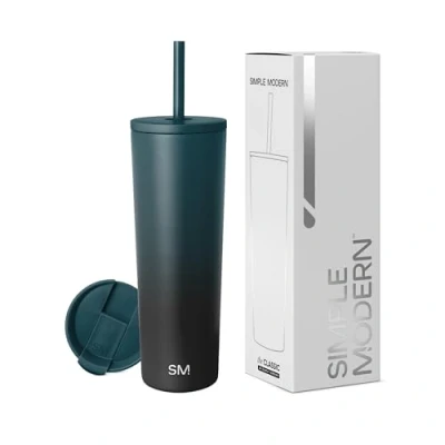 Imagen de Simple Modern Vaso Termico con Pajita y Tapa Taza Termica Café para Llevar Botella Agua de Acero Inoxidable Regalos Mujeres &amp; Hombres Classic 830ml Checkmate