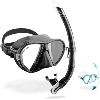 Imagen de Cressi Combo Set VIP Conjunto de mascarillas Ocean y Snorkel Gamma, Unisex Adult, Negro/Negro, One Size
