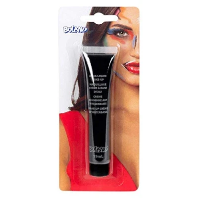 Imagen de Boland Cream Make up Black19ml(45002) 44986 Aqua Crème negro, contenido 19 ml, en tubo, maquillaje a base de agua, fiesta temática, carnaval, Halloween, color, 19ml