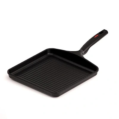 Imagen de Valira Origen Grill premium de 28x28 cm hecho en España, aluminio fundido con antiadherente reforzado, apto para inducción