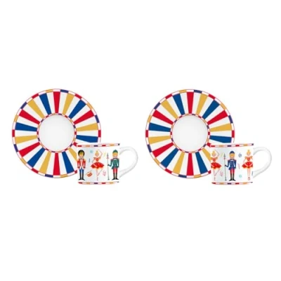 Imagen de Bialetti Cascanueces, juego de 2 tazas con platillos, porcelana