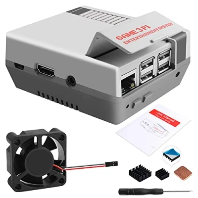 Imagen de GeeekPi Retro Gaming Nes3Pi Funda para Raspberry Pi 2B/3B/3B+ con Ventilador de refrigeración Disipadores Calor
