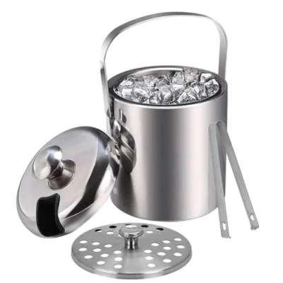 Imagen de Emsmil Cubiteras con Pinza y Tapa Aislamiento de Doble Pared Cubo Hielo Acero Inoxidable 3L Cubitera para Enfriador Champá Vino Cerveza Refrigerada Bebidas Alimentos