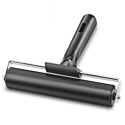 Imagen de Rodillo de goma, ideal para herramientas construcción cinta antideslizante, impresión, tinta y estampación (negro, 15 cm)