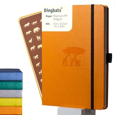 Imagen de Dingbats* Earth Cuaderno A5 Punteado Mediano Libreta de Tapa Dura Cuero PU Cierre Elástico, Soporte para bolígrafos, Marcador