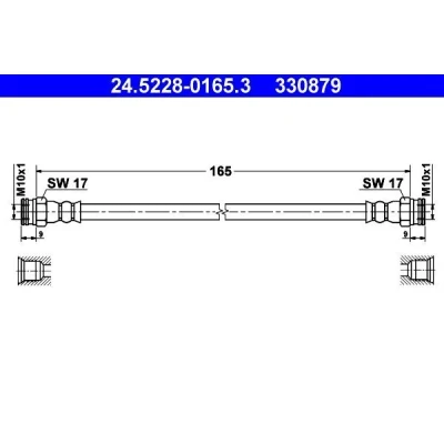 Imagen de ATE 24.5228 0165.3 Latiguillos de Freno 165 FIAT: Panda II Hatchback