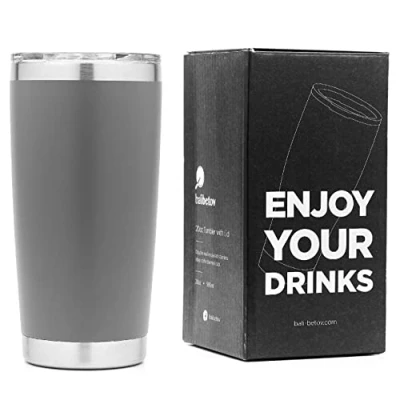 Imagen de balibetov Vaso Termo (590 ml) Cafe para Llevar Taza Termica Cafe, Té, Vino, Cerveza y mas Frio Calor (Gris)