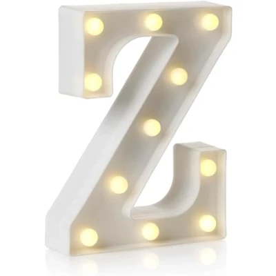 Imagen de Letrero de luz LED con letras y números del alfabeto para decoración hogar, fiesta cumpleaños, eventos, luces nocturnas, 22 cm (Z)