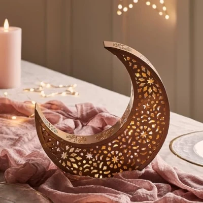 Imagen de Lights4fun Lámpara LED de Mesa a Pilas con Diseño Luna Decoración Ramadan para Interiores