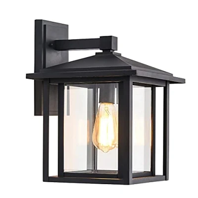 Imagen de wonderlamp Aplique de pared exterior Avenida, 1xE27, Máx. 60 W, IP 23, Vintage, forma Farol con cristal, Negro