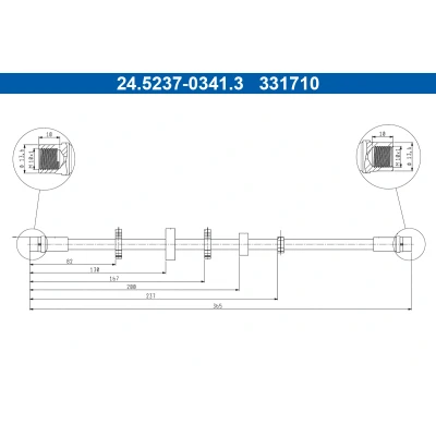 Imagen de ATE 24.5237 0341.3 Latiguillos de Freno 365 VOLKSWAGEN: Transporter 4 Bus,