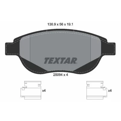 Imagen de TEXTAR 2509401 Juego de pastillas freno no preparado para indicador desgaste con accesorios PEUGEOT: 307 Hatchback, SW, CC