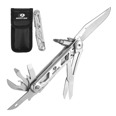 Imagen de Mossy Oak Navaja Multifunción, 12 en 1 Multiuso, Herramienta Multifuncional Plegable de Acero Inoxidable con Cuchillo, Tijeras, Destornillado para Camping Senderismo
