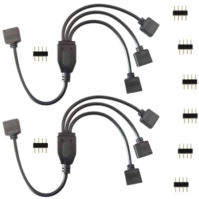 Imagen de LitaElek 2pcs Cable Divisor Tira LED RGB 1 a 3 Cinta 4 Pines Y Splitter Banda Distribución Strip para 5050 3528 2835 Strip, 30cm, Negro
