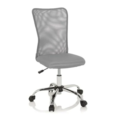 Imagen de hjh OFFICE 691016 Silla Giratoria para Niños KIDDY Net I Tejido de Malla, Escritorio Juvenil, Ajustable en Altura, Gris