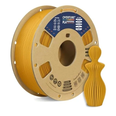 Imagen de OVERTURE PLA Plus (PLA+) Filamento 1.75mm, de alta resistencia mejorada, carrete cartón, premium 1kg (2.2 lbs), precisión dimensional +/ 0.02mm (Oro Real)