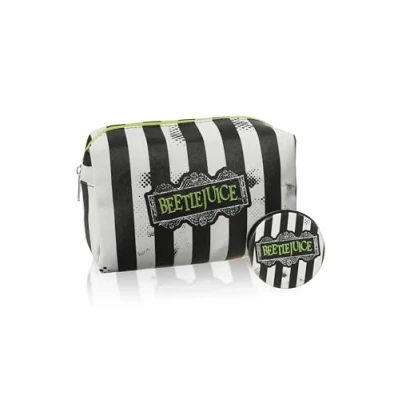 Imagen de Beetlejuice Bolsa de Maquillaje Multicolor Neceser para Mujer con Diseno Rayas Soporte Logotipo Adultos Estuche Belleza Viaje gotico