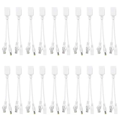 Imagen de Inyector PoE, Divisor de Adaptador Cámara IP 10 Pares Cable PoE RJ45 alimentación a través Ethernet + DC 12 V
