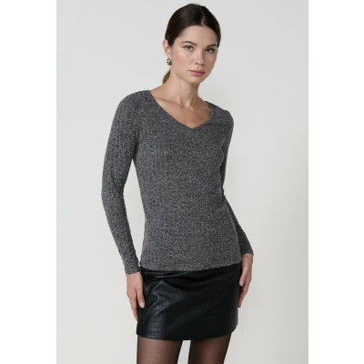 Imagen de Koroshi manga Larga Cuello PICO Camiseta de larga, Mujer, Talla: XS, Grey