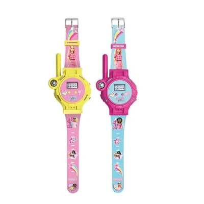 Imagen de Lexibook, Barbie, Reloj Walkie Talkies, 2 Piezas, Alcance hasta 200m, Linterna, Brújula, Recargable, Rosa, DMWTW1BB