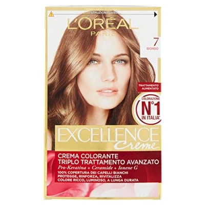 Imagen de L&#039;Oreal Tinte Excellence Creme para coloración del cabello, rubio n.º 7, 3 unidades